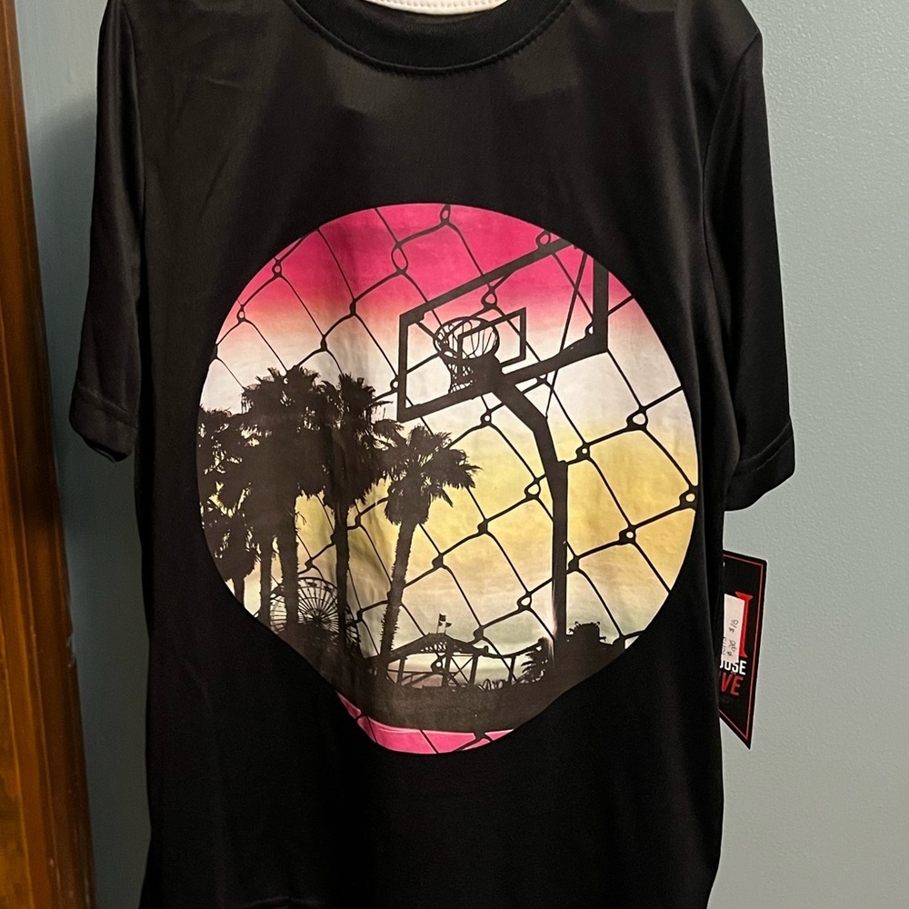 Clubhouse Active Basketball Sunset Black T-Shirt and Athletic Short Set NWT